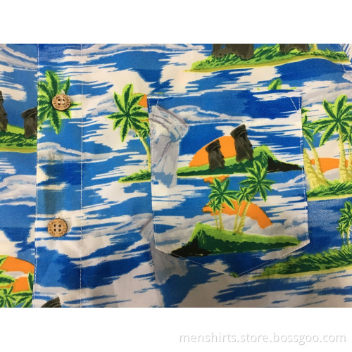 Polyester printing hawaii casual shirt
